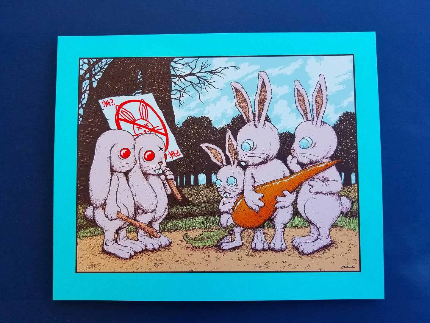 'Stupid Animals See Enemies Everywhere...' Mini Art Print (RARE VARIANTS & KEYLINE)