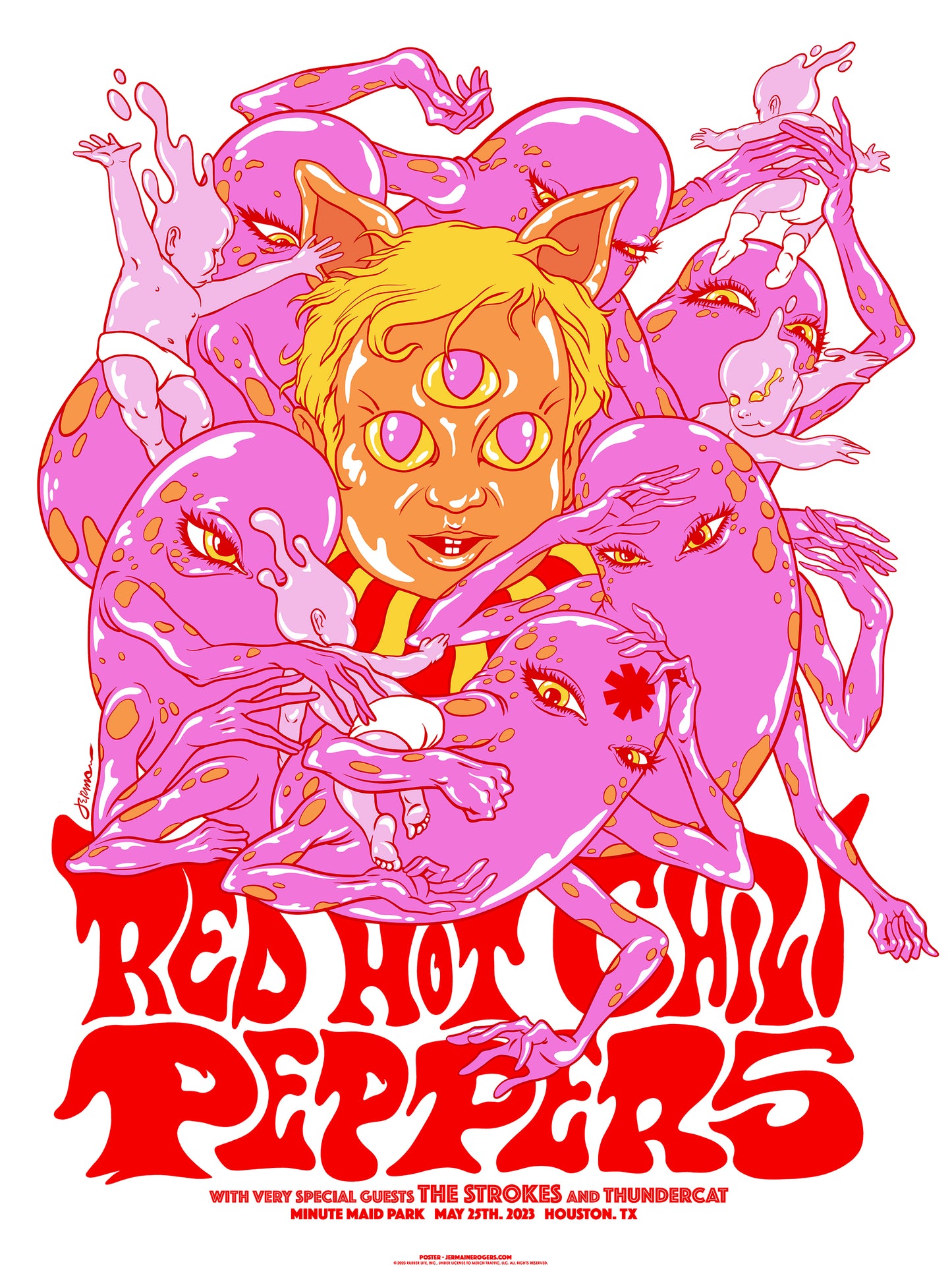 Red Hot Chili Peppers (The Strokes, Thundercat) (Houston 2023) Artist Edition & Sparkle Foil
