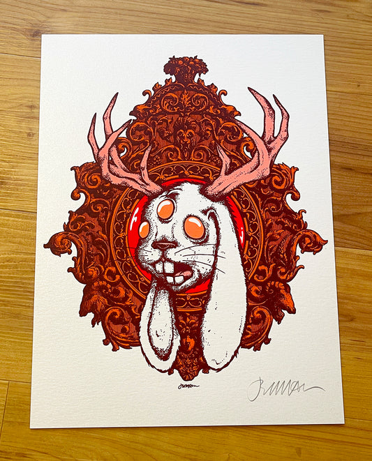 - 'Jackalope' Mini Art Print (STARDREAM Opal 'Red Mirror' Variant) Artist Proof -