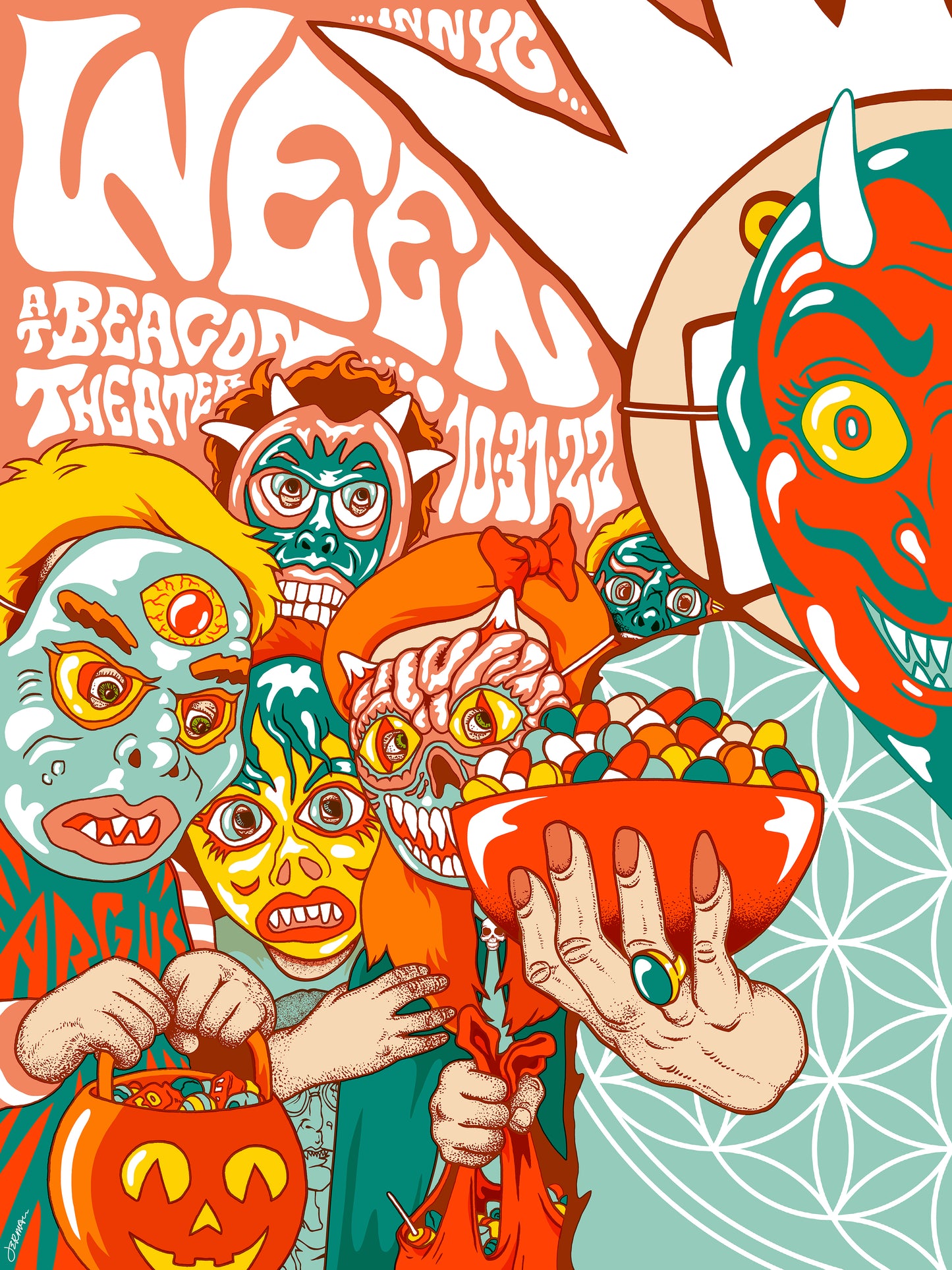 WEEN (Halloween NYC 2022) Diptych Artist, Sparkle Foil and Variant Editions - Single & Uncut